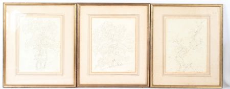 ATTRIBUTED TO BARKER OF BATH Studies of trees three ink drawings signed and inscribed each approx.