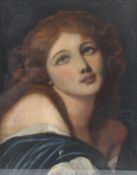 AFTER JEAN BAPTISE GREUZE Head and shoulder portrait of a woman oil on board 39.5 x 31cm