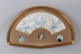 AN 18TH / 19TH CENTURY PAPER FAN, mounted in a shaped double sided case, painted with classical