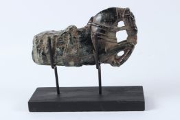 AN INDIAN CARVED GREEN HARDSTONE FIGURE, 19TH / 20TH CENTURY, modelled as the front end of a