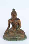 A FINE TIBETAN OR SOUTH EAST ASIAN GILDED BRONZE BUDDHA. 19cm high.