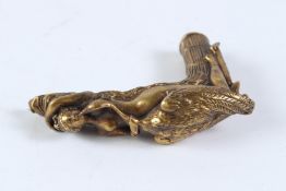 A BRONZE LEDA AND THE SWAN CANE TOP.