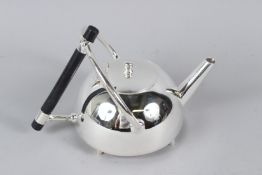 A CHRISTOPHER DRESSER STYLE PLATED SQUAT SHAPED TEAPOT. 22cms wide.