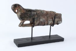 AN INDIAN CARVED GREEN HARDSTONE FIGURE, 19TH / 20TH CENTURY, modelled as the front end of a parrot.