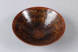 A CHINESE SONG STYLE BROWN GLAZED JIZHOU WARE CIRCULAR PORCELAIN BOWL.