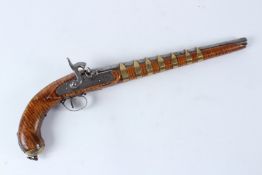 A 19TH CENTURY TURKISH OTTOMAN PISTOL. 46cms long.