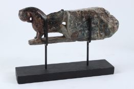 AN INDIAN CARVED GREEN HARDSTONE FIGURE, 19TH / 20TH CENTURY, modelled as the front end of a parrot.