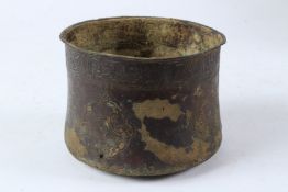 A 12TH - 13TH CENTURY PERSIAN SELJUK SILVER INLAID BRONZE BOWL. 12cms high.