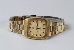 AN OMEGA SEAMASTER AUTOMATIC GENTLEMAN'S GILT METAL WRISTWATCH, with bracelet strap.