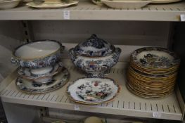 A quantity of late Victorian Ironstone dinnerware, to include a large tureen and cover.