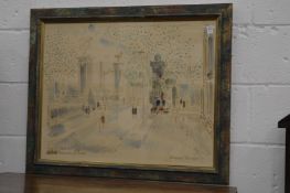 Parisian street scene, watercolour.