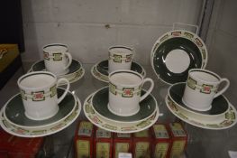 A set of six Susie Cooper porcelain trios (one cup lacking).