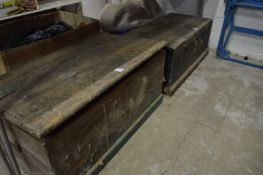 Two carpenters chests containing a quantity of tools.