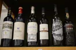 Chateau Leoville Barton 2008, one bottle, four further bottles of wine and a bottle of port.