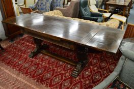 A good 17th century style oak refectory draw leaf dining table.
