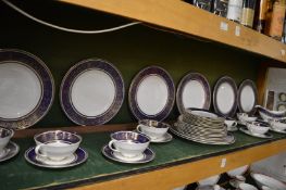 A quantity of Royal Doulton Imperial Blue No: H4996 dinnerware.