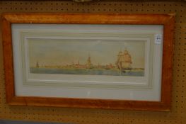 After Alfred Munnings, in the saddling paddock, Cheltenham, March meeting, colour print in a gilt