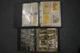 Two postcard albums and contents.