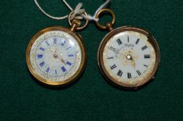 Two 9ct gold cased ladies pocket watches.