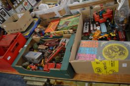 Large quantity of die-cast and other cars, lorries, trains etc.