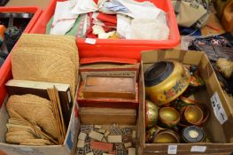 Various items of lacquer ware, textiles etc.