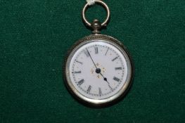 A ladies silver cased pocket watch with decorative enamel dial.