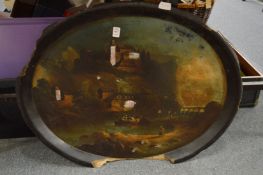 A papier mache oval tray (faults).