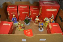 Royal Doulton Bunnykins Arthurian Legend collection, boxed.