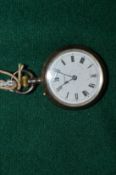 A ladies silver cased pocket watch.