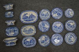 A miniature blue and white part dinner service.