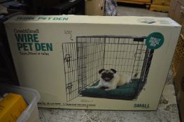 A pet crate, boxed.