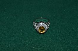A 2.5ct natural citrine and silver ring with certificate.