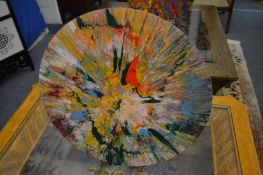 Manner of Damien Hirst, a good spin painting on board, inscription to the reverse.