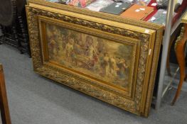 Classical style colour print in a decorative gilt frame.