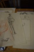 A group of unframed figure studies.