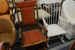 An American style rocking chair and a painted rocking chair.