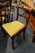 A set of five 19th century simulated rosewood dining chairs.