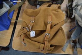A suede rucksack.