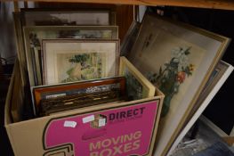 A quantity of decorative paintings and prints.