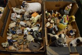 Porcelain animals and figures.