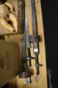 Two early African swords with scabbards.