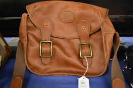 A leather shoulder bag.