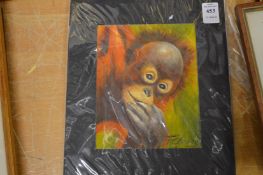 Orangutan, gouache on paper, unframed.