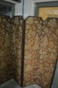 A medieval style folding dressing screen.