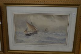 William Henry Pearson, a grey day off Dover and Evening Blackwell, watercolours.