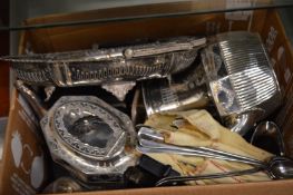 A quantity of plated items to include flatware, tea service etc.