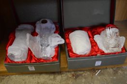 Two pairs of Bohemia cut glass ware, boxed.