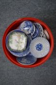 Oriental ceramics and enamel dishes.