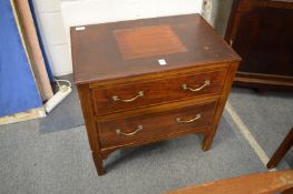 An inlaid mahogany two drawer pedestal chest.