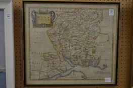 Robert Morden, part hand coloured maps of Hampshire and Devonshire.
